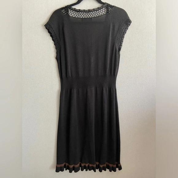 NANETTE LEPORE abstract floral cotton rayon dress black sz M - Picture 2 of 11